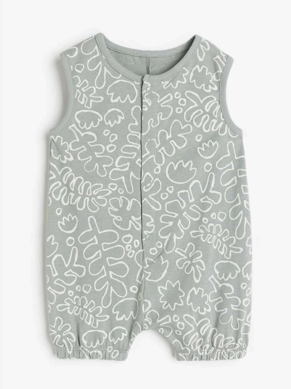 ☀️ 3/$15 H&M Cotton Romper Sage Green Leaves